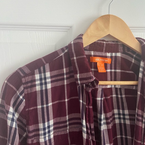 Joe Fresh maroon plaid shirt - Picture 3 of 3